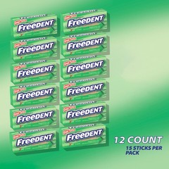 FREEDENT Peppermint Chewing Gum, 15 Stick (Pack 15 Count of 12), Green