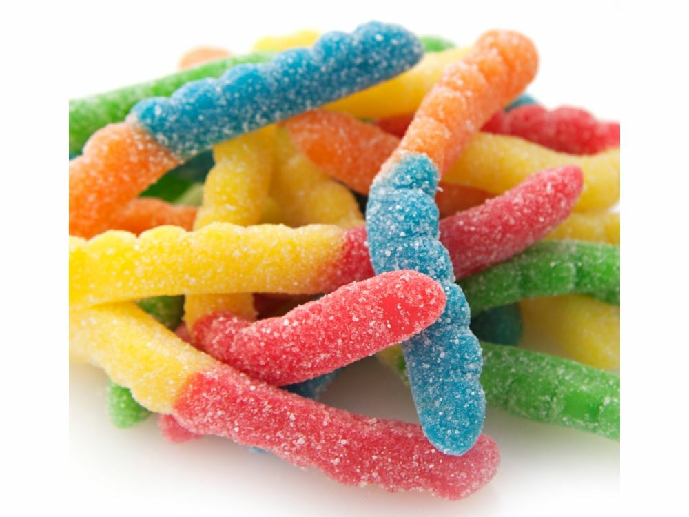 SOUR NEON INCH WORMS- Jelly Candy – 1/4LB to 10LB Bags BULK – Best Price – FRESH