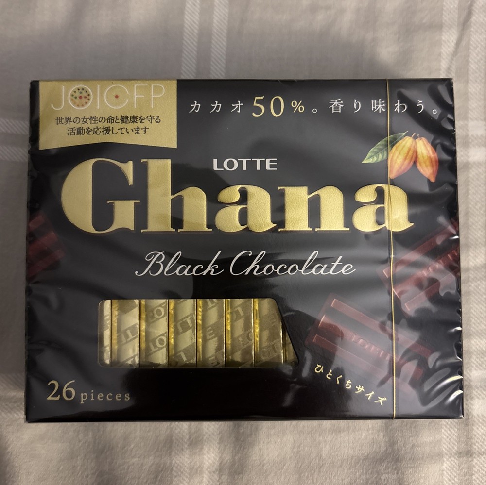 Lotte Ghana Black Chocolate 50% Cocoa 26 Pieces 119g Made In Japan