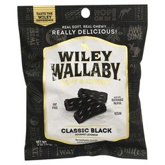 Wiley Wallaby Soft & Chewy Australian Black Licorice 4 oz/Pack NEW SEALED
