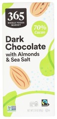365 By WFM, Almond & Sea Salt Dark Chocolate Bar, 2.8 Ounce – 3 Pack