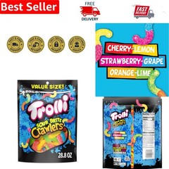28.8 oz Sour Brite Crawlers – Bold Cherry-Lemon & Strawberry-Grape Gummy Worms