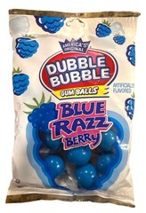 3.3 oz Bag DUBBLE BUBBLE Blue Razz Berry Gum Balls Candy Peanut and Gluten Free