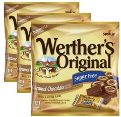 Werther’s Original SUGAR FREE CARAMEL CHOCOLATE Hard Candies 1.46oz bag (3 bags)