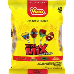 Vero Banda Fuego Assorted Chili Lollipops Sweet and Spicy Candy 4.4 Ounce