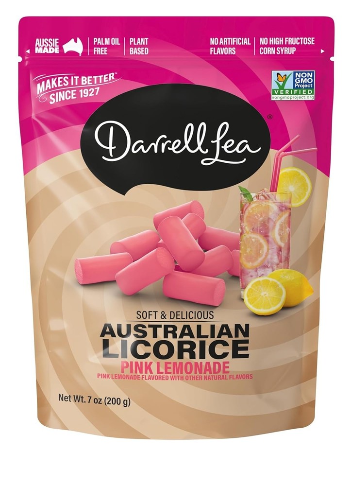 Experience 7oz of Soft Australian Pink Lemonade Licorice – No Additives or Guilt