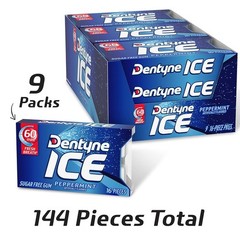Ice Peppermint 9-Pack Sugar-Free Gum – Convenient Breath Freshener, 144 Count