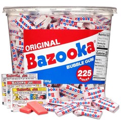 Bazooka Bubble Gum Bulk, 225 Count Tub of Chewing Gum Individually Wrapped,