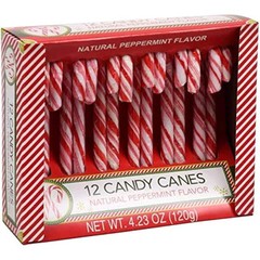 12 Pack Natural Peppermint Candy Canes Red White Striped Wrapped Christmas Treat