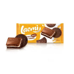 Lacmi milk chocolate 2packs× 100 g with milk filling, caramel and cocoa cookies