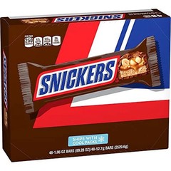 SNICKERS Full Size Bulk Milk Chocolate Candy Bars, 1.86 oz Bar, 48 ct Box