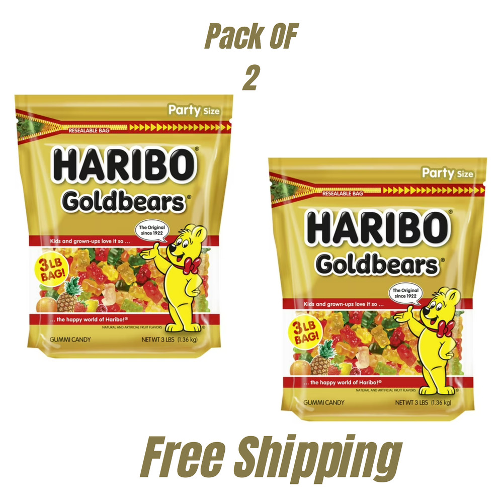 Haribo Goldbears Original Gummy Bears Bag, 3 Lb (Pack OF 2) NEW..