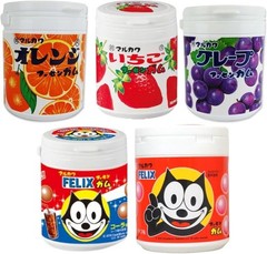 Marukawa Gum Bottle Complete Set: Orange, Strawberry, Grape, Felix the Cat, Cola