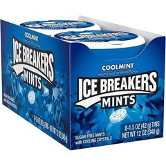 Ice Breakers Coolmint Mints Sugar Free 8 Tins 1.5 oz Each Breath Freshener