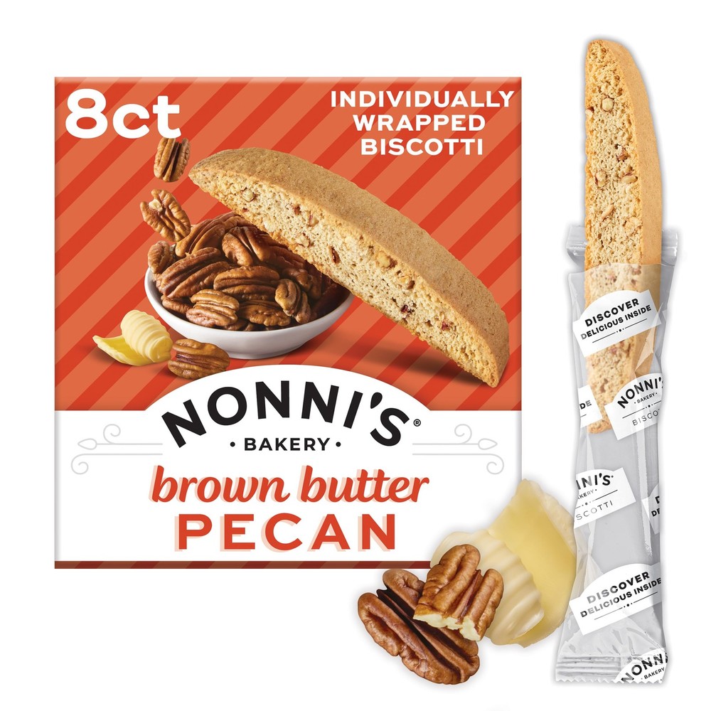 Nonni’s Brown Butter Pecan Biscotti, Nutty 1-Pack (5.52 Ounces), brown