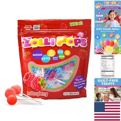 Keto-Friendly Clean Teeth Lollipops, Sugar-Free Raspberry – Zollipops, 3.1 oz
