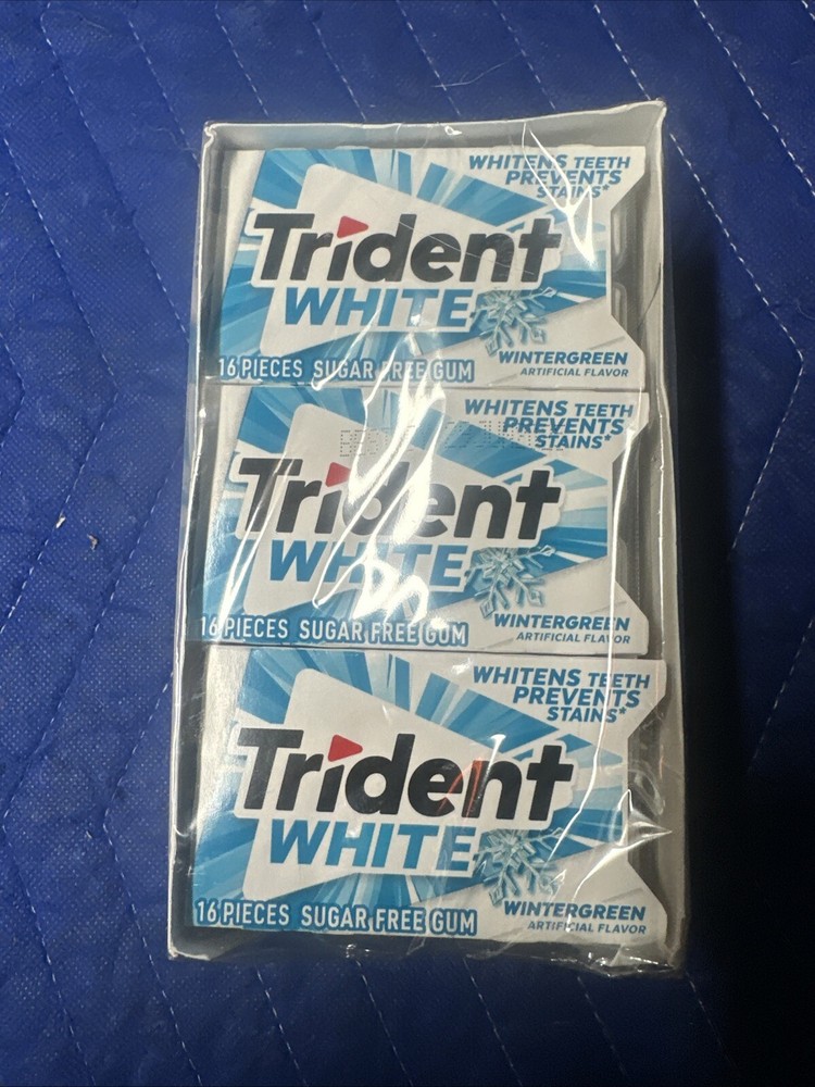 Trident White Wintergreen Sugar Free Gum, 36 Packs of 16 Pieces, New!!!