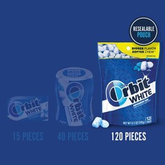 ORBIT WHITE Peppermint Gum – Sugar-Free Chewing Gum, Resealable Bag 120 Piec…