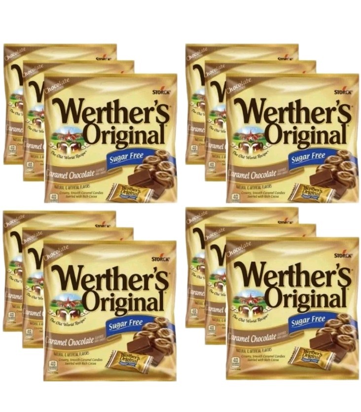12 Werther’s Original Sugar Free Caramel Chocolate Hard Candies 12 Pack STORCK