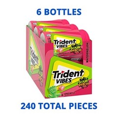 Trident Vibes SOUR PATCH KIDS Watermelon Sugar Free Gum 240 Pieces 6 Bottles