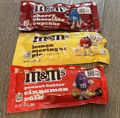 M&M’s White Chocolate Lemon Meringue, Cherry Cupcake, Peanut Butter Assortment