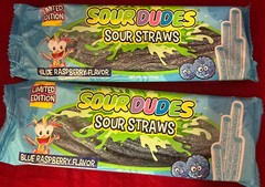 2- 5.ozBags Sour dude straws candy Limited Edition blue raspberry 11/24