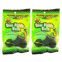 2 set of 2 Pack – Alamo Candy Sour Pickle Balls, 1 Oz 1 oz