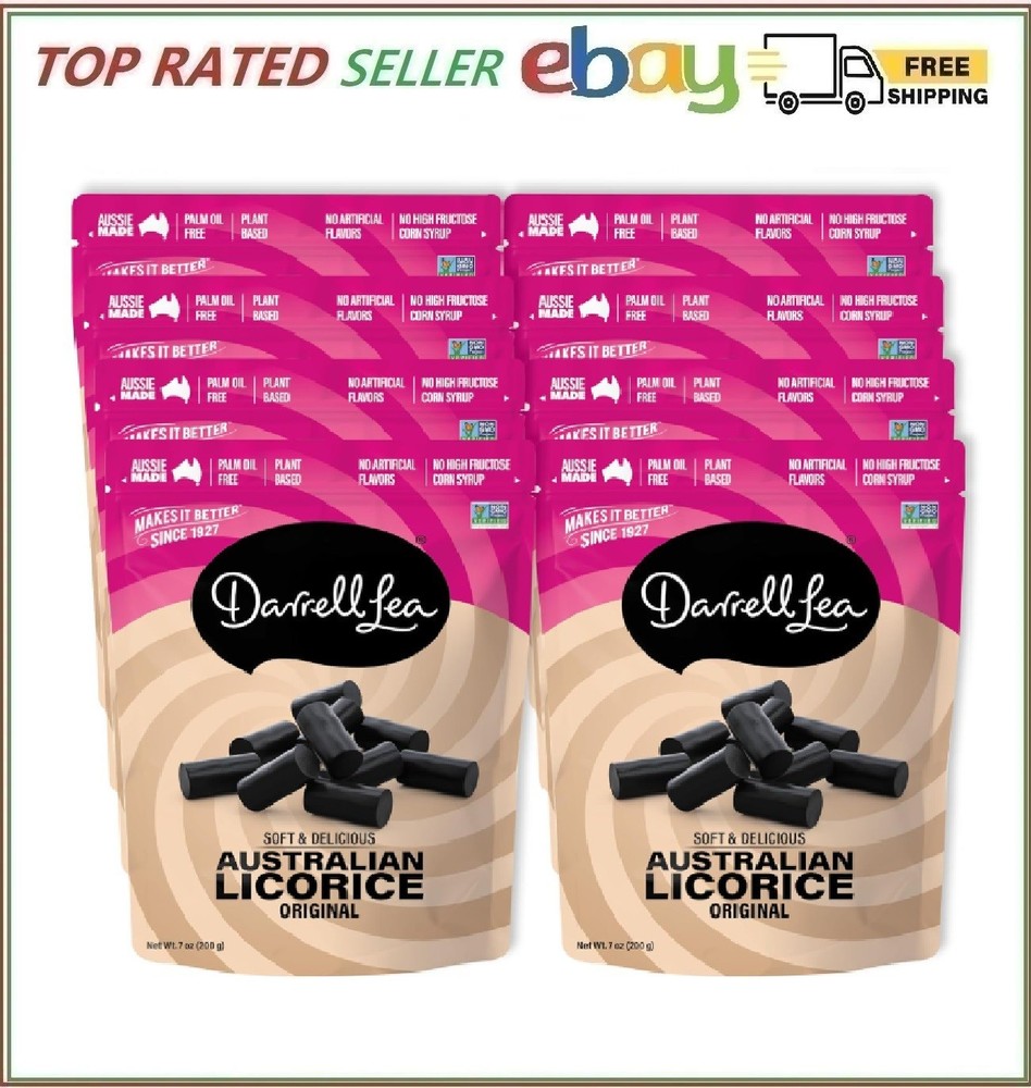 Darrell Lea Soft Australian Made Licorice 7oz Bag – Non-GMO, No Palm Oil, 8 Pack