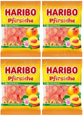 4 HARIBO PFIRSICHE Peach Flavor Sugar Coated Gummy Candy Sweets 175g 6.1oz