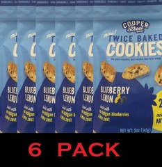 Cooper Street Snacks TWICE BAKED COOKIES Blueberry Lemon 5 oz Bag – 6 PACK