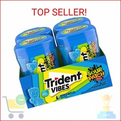 Trident Vibes SOUR PATCH KIDS Blue Raspberry Sugar-Free Chewing Gum, 4 Count