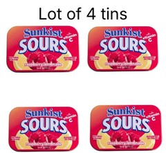 4 Tins Sunkist Sours raspberry lemonade Sugar Free 50 Pieces Each/200 Pieces All