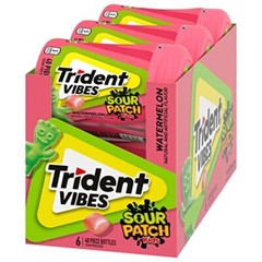 Trident Vibes SOUR PATCH KIDS Watermelon Sugar Free Gum 240 Pieces 6 Bottles