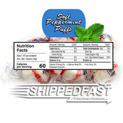 King Leo Soft Peppermint Puffs Hard Candy 1 lb bag Individually Wrapped Bulk
