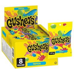 Full Box 8x Bags Gushers Tropical Flavors Fruit Snacks Candy | 4.25oz |