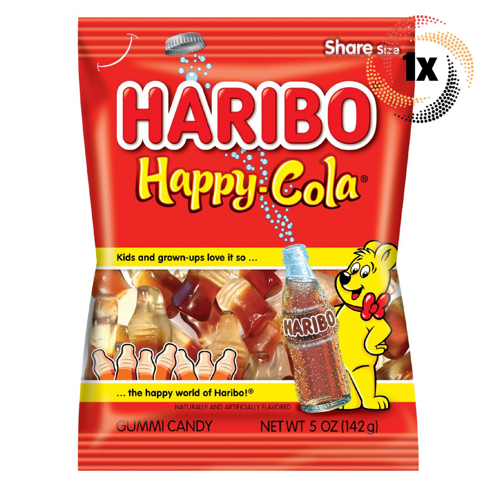 1x Bag Haribo Happy Cola Soda Flavored Fat Free Gummi Candy | 5oz