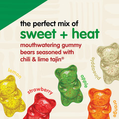 Tajin Gummy Bears, Assorted Fruit Candy Gummies with Chili and Lime Seasoning, M