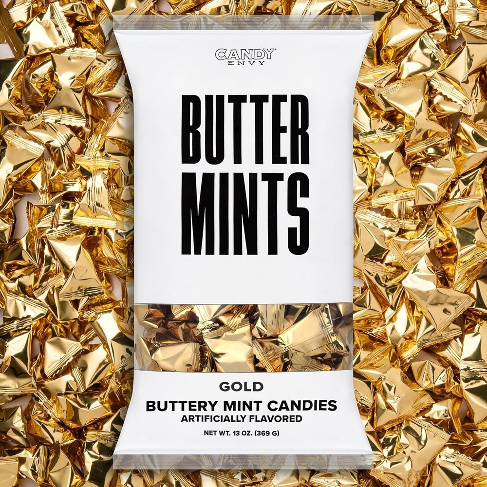 Candy Envy Gold Foil Buttermints – 13oz Bag (100 Wrapped Mints)
