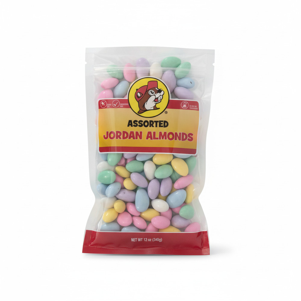 Buc-ee Assorted Jordan Almonds Candy Mix Sweet Crunchy Colorful Party Treat 12oz