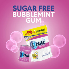 Bubblemint Sugar Free Chewing Gum Bulk Pack, 2 Pack – 180 Piece Bag & 2 Pack – 5