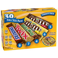 30 Full Size Candy Bars Variety Pack Snickers Twix M&M’s Milky Way Bulk Box