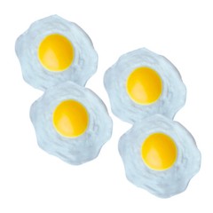 4Pcs Lifelike Cooked Egg Model Food Novelty Toy Fake Round- Shaped Poached Egg