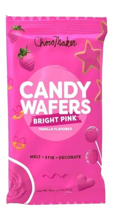 Chocomaker Bright Pink Vanilla Flavored Candy Wafers, 12 Ounce