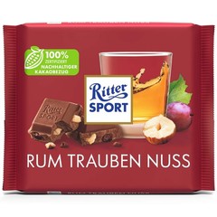 Ritter Sport milk chocolate bar RUM GRAPE NUT -100g- FREE SHIPPING