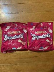 2 Bags Smarties Squashies Raspberry & Cream Flavored Foam Candy Peg Bag