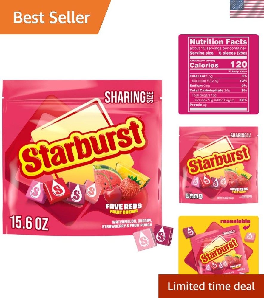 FaveREDS 15.6 oz Chewy Candy Bag – A Fruity Mix of Strawberry, Watermelon & More