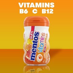 Mentos Gum Sugar Free Chewing Gum with Xylitol, Citrus Flavor, 6 Bottle