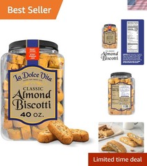 Kosher Classic Almond Biscotti Snacks – Fresh 40 oz Jar, Perfect for Gifting
