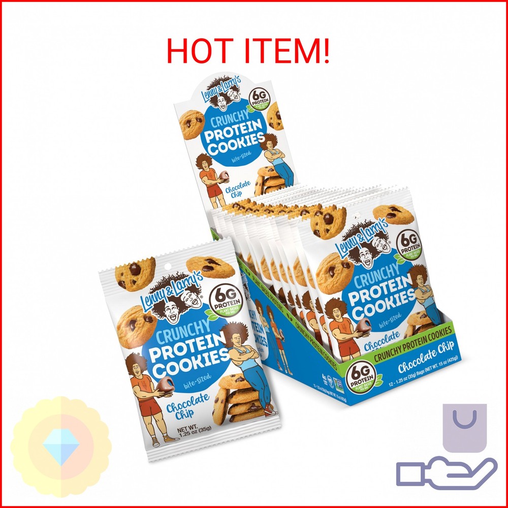 Lenny & Larry’s The Complete Crunchy Cookie, Chocolate Chip, 6g Plant Protein, V