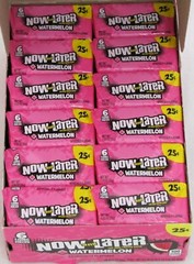 Now and Later Watermelon Candy Chews Box of 24 Packs 6pc bars Bulk Taffy 1.40 LB